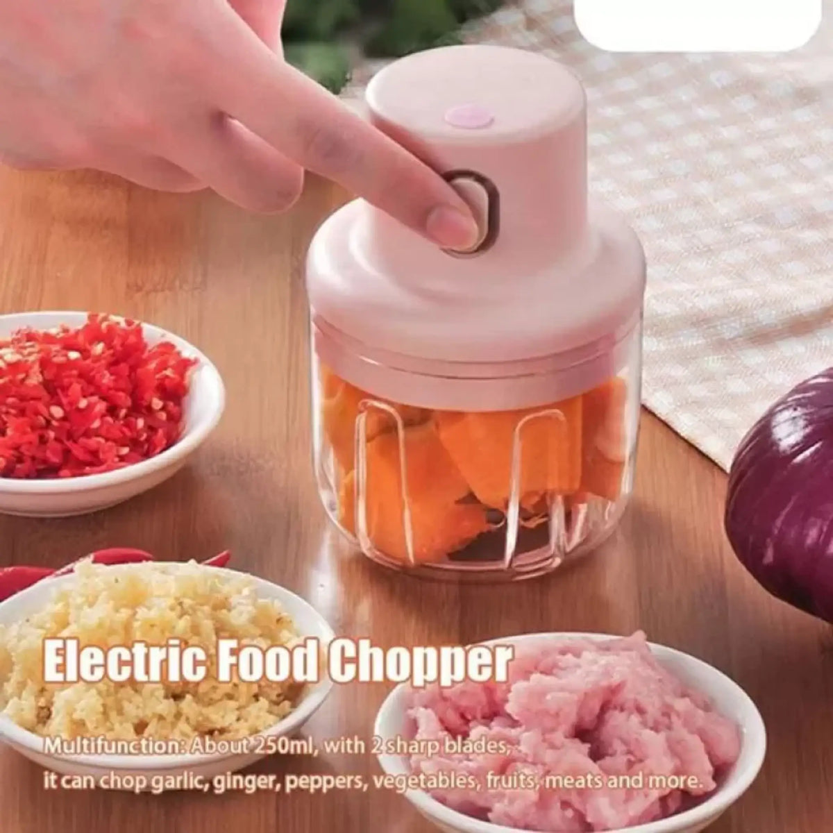 Electric Mini Food Chopper Single Bowl | Best Quality Food Chopper ( Random Color ) - 100 & 250 ml