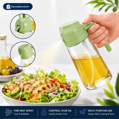 Oil Sprayer Bottle 2 in 1 Kitchen Tool For Cooking Baking BBQ Easy Spray And Convenient Use - 400ML