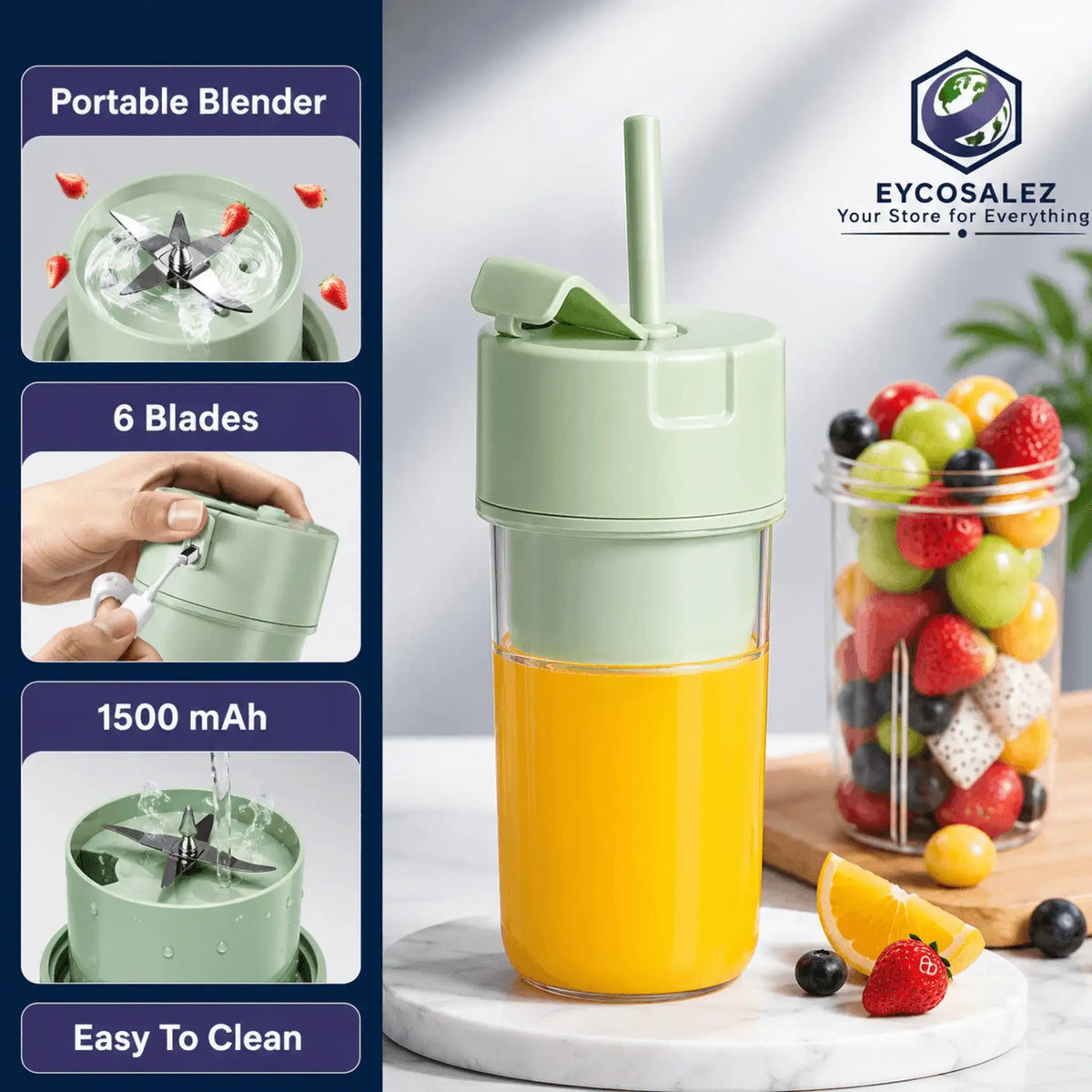 Portable Mini juicer Blender With Straw Cup. Juicer Portable Outdoor Juicing Cup. Home Mini Cordless Juicer (Random Color)