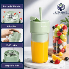 Portable Mini juicer Blender With Straw Cup. Juicer Portable Outdoor Juicing Cup. Home Mini Cordless Juicer (Random Color)